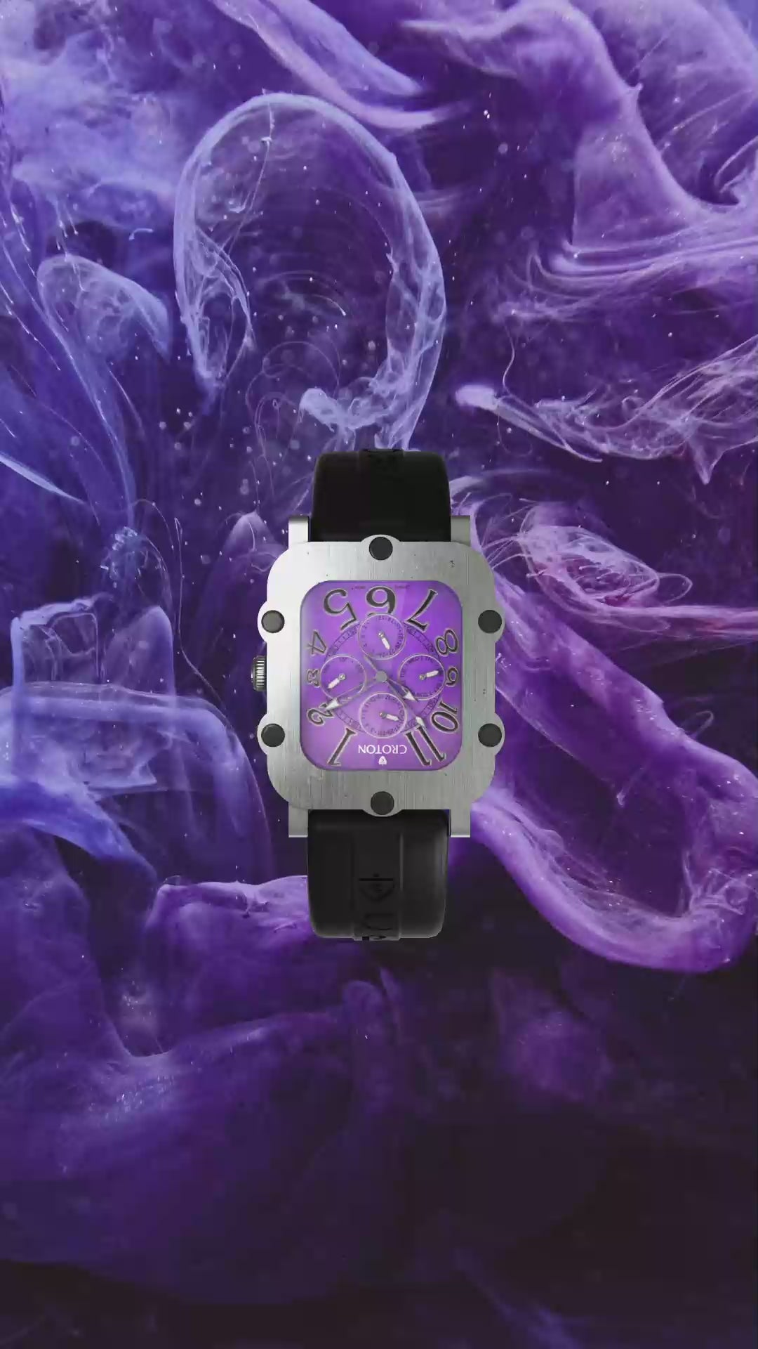 Croton Day deals Date Automatic All Stainless Steel Purple Dial Watch Ticks Well